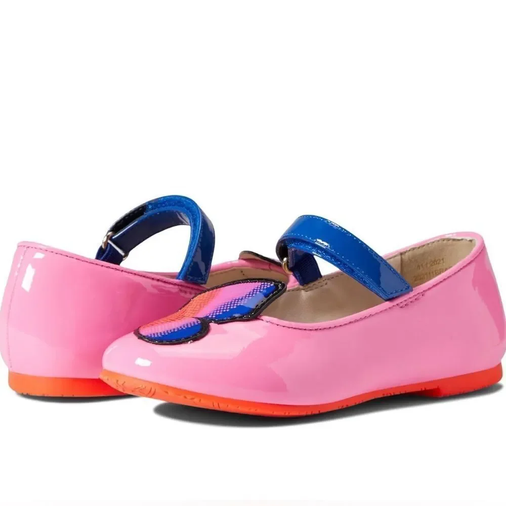 Sophia Webster Butterfly Patent Leather Flat in Pink Sz 29 EUR